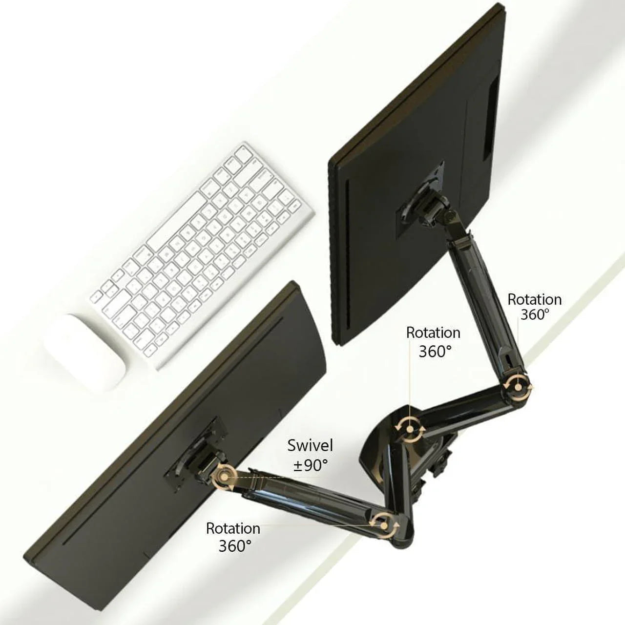Rehisk Dual Monitor Mount for 15-32 Inch Screens - F160-0
